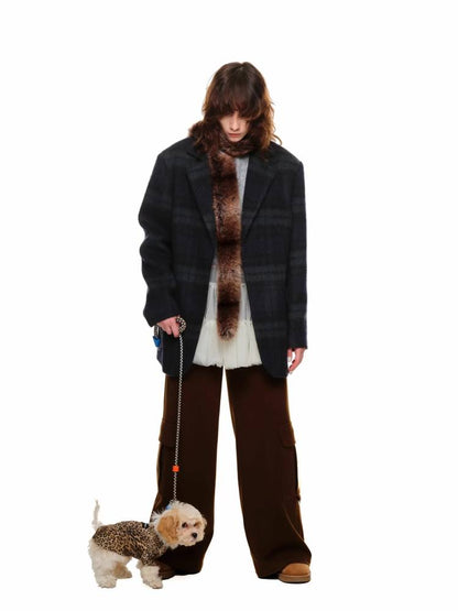 Plaid oversized wool suit jacket【s0000011377】