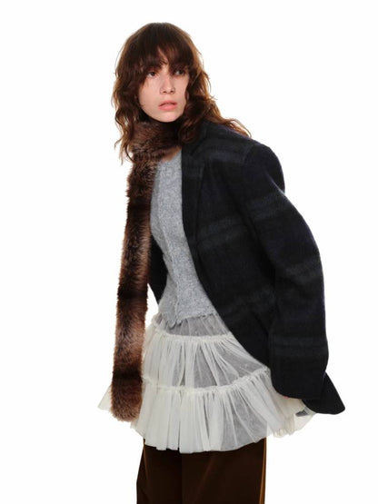 Plaid oversized wool suit jacket【s0000011377】