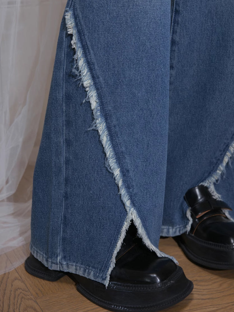 Cobalt blue wide-leg jeans【s0000007209】