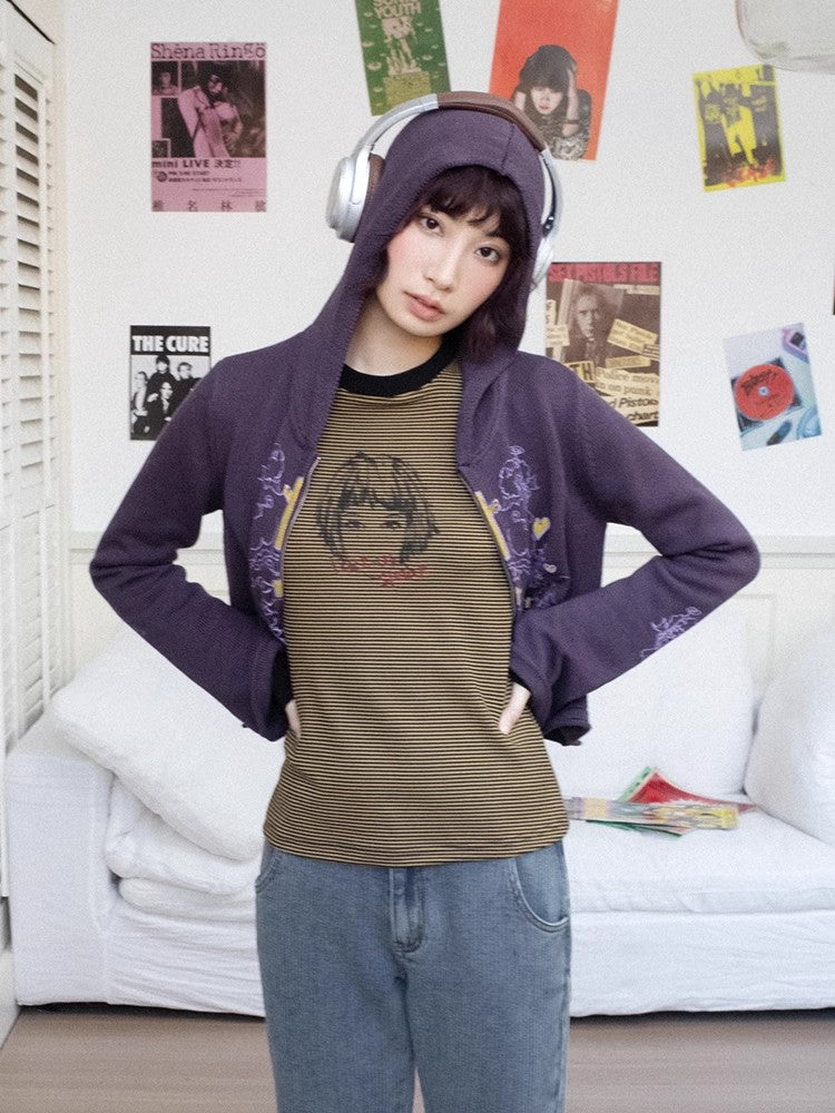 Striped retro t-shirt【s0000011304】