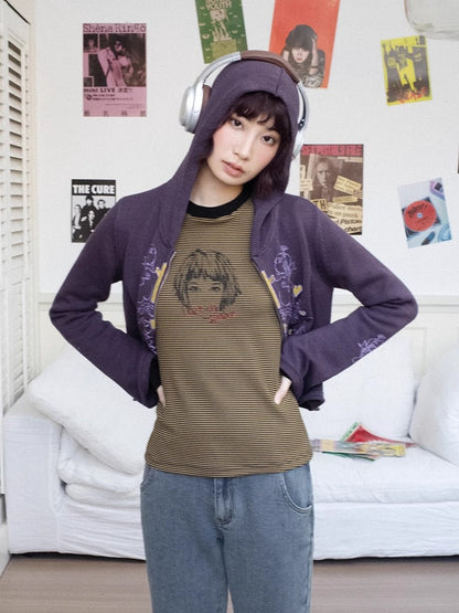 Striped retro t-shirt【s0000011304】