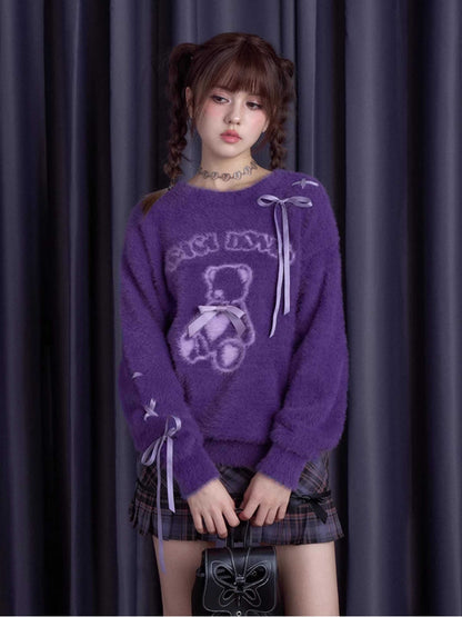 Purple Bear Ribbon Sweater [S0000010666]