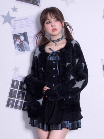 Plaid long sleeve knit dress【s0000011282】