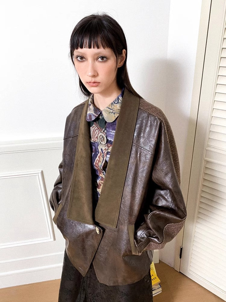 Retro leather jacket【s0000010360】