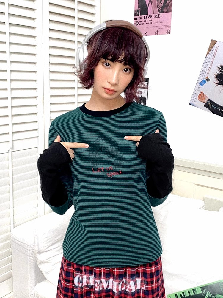 Striped retro t-shirt【s0000011304】