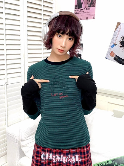 Striped retro t-shirt【s0000011304】