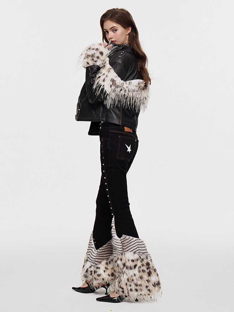 Leopard fur and leather jacket【s0000010437】