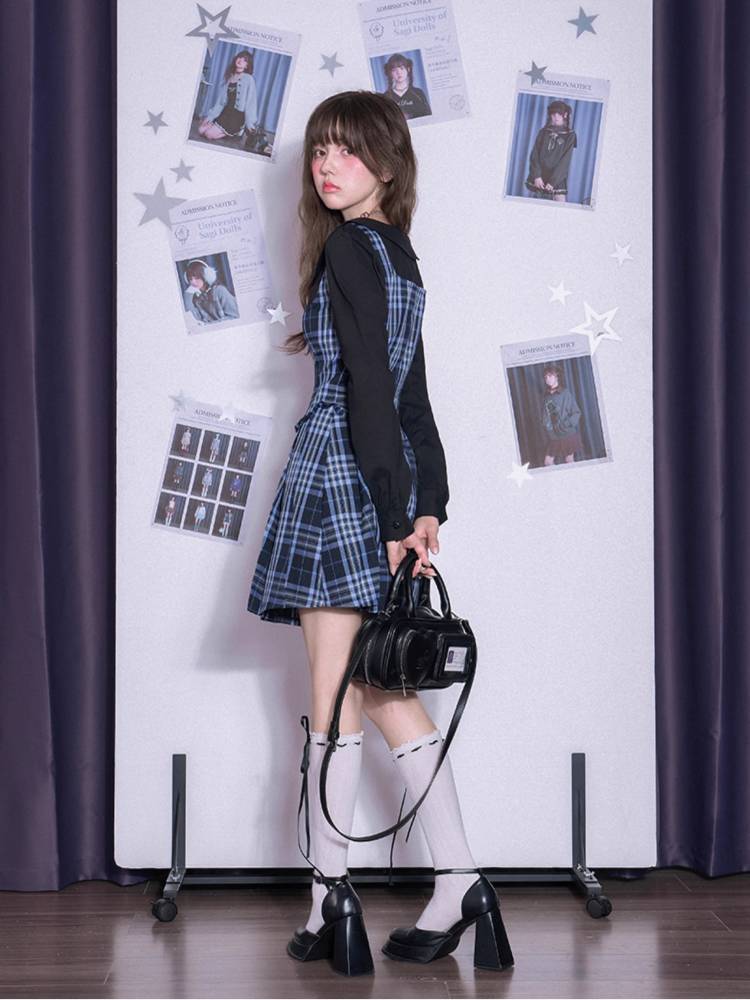Plaid fake two-piece dress【s0000011655】