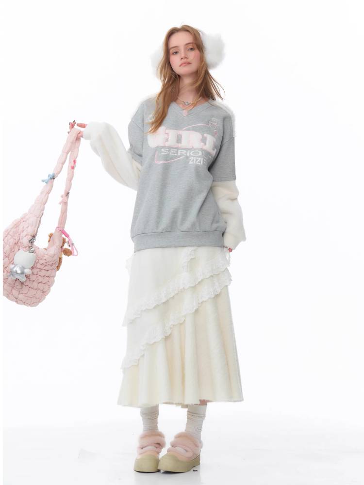 Sports style V-neck sweatshirt【s0000011086】