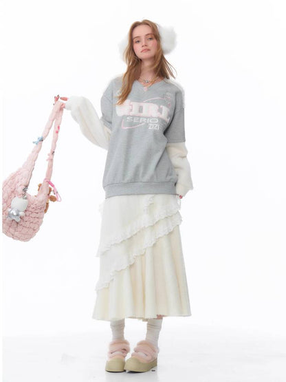 Sports style V-neck sweatshirt【s0000011086】