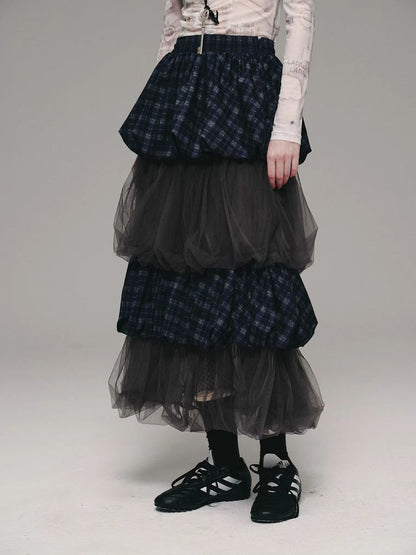 BlueBerry Plaid Cake Skirt [S0000010137]