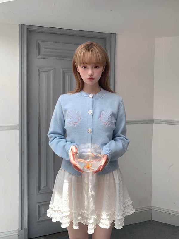 Round Neck EMBROIDERED CARDIGAN [S0000010387]