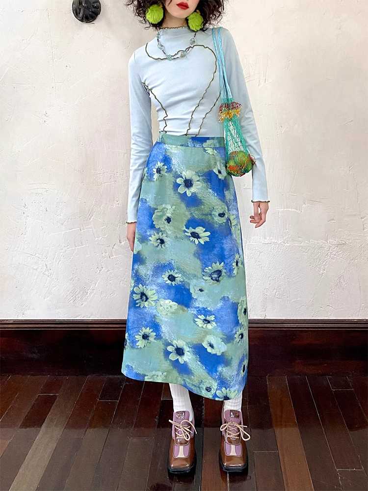 Printed casual A-line skirt【s0000009616】