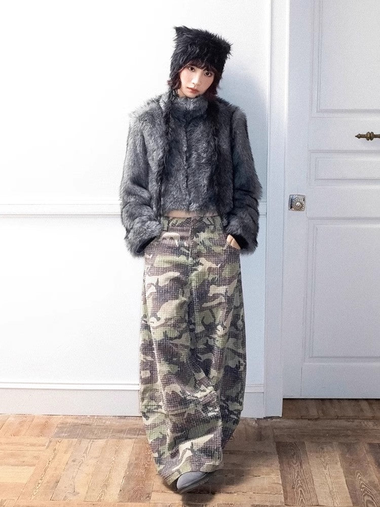 Retro-style distressed camouflage pants【s0000011545】