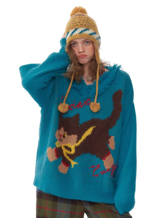 Retro design loose sweater【s0000011033】