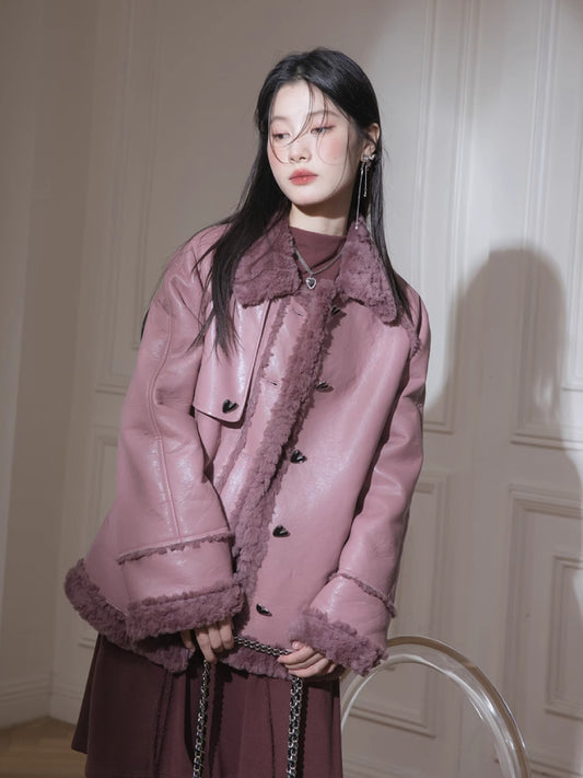 Purple fur wool jacket【s0000005835】