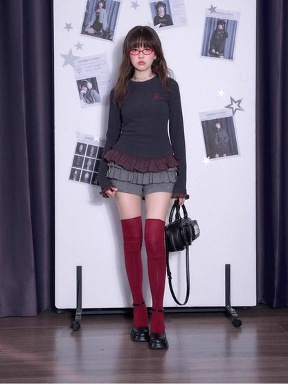 Plaid slim T-shirt【s0000011654】