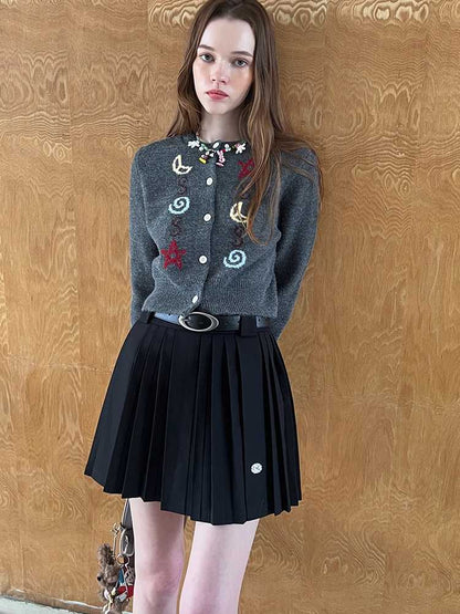 Star and Moon Pattern Knitted Cardigan [S0000010821]