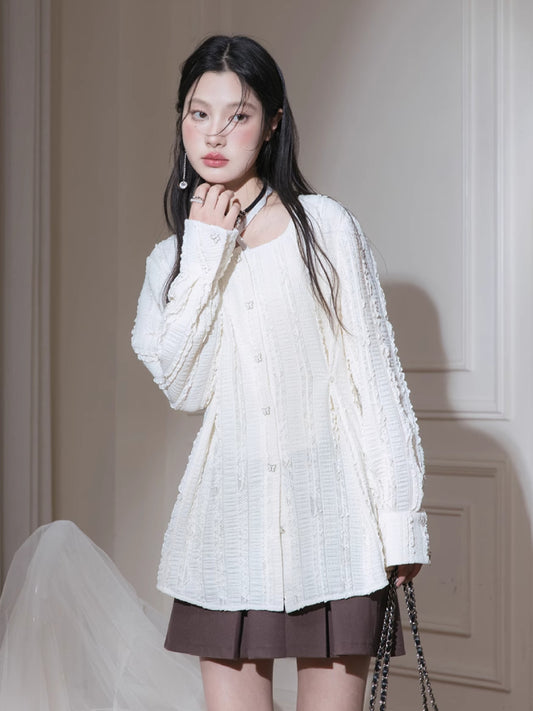 White frill shirt【s0000007210】