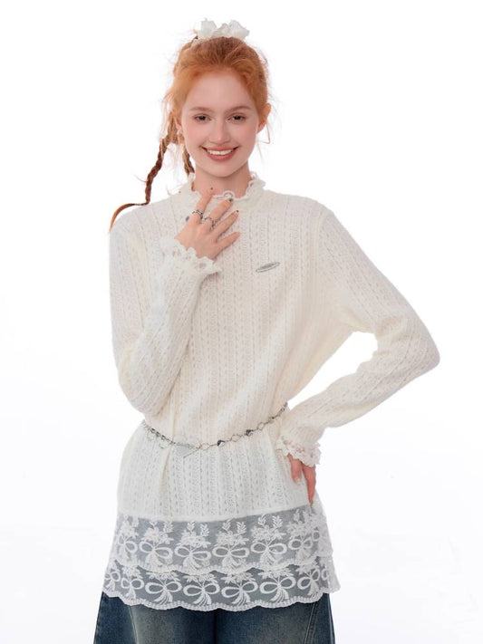 Retro lace knit shirt【s0000011031】