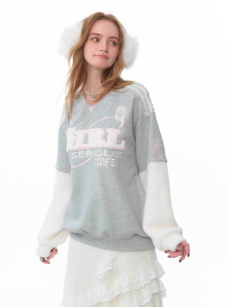 Sports style V-neck sweatshirt【s0000011086】