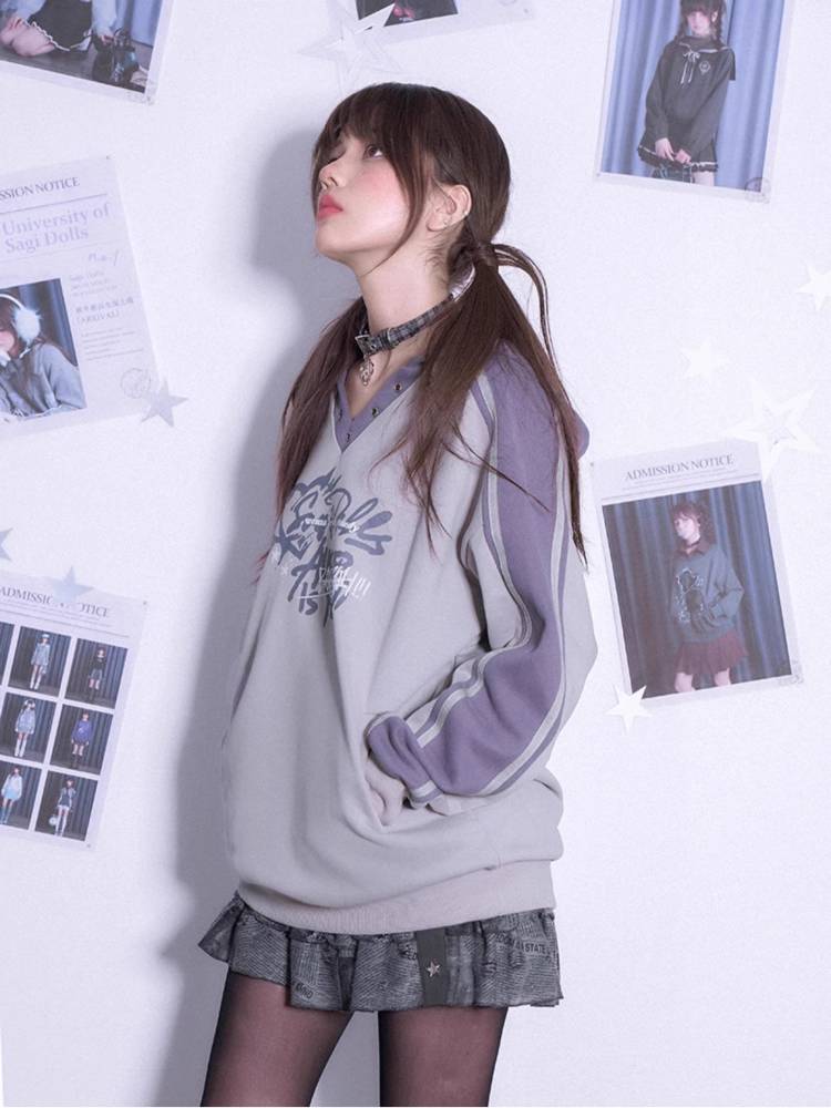 Hooded V-neck sweater【s0000011291】