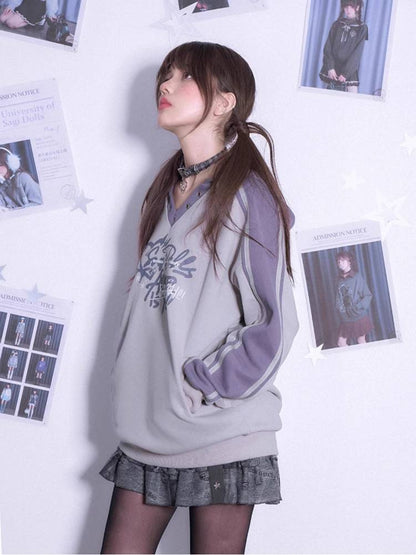 Hooded V-neck sweater【s0000011291】