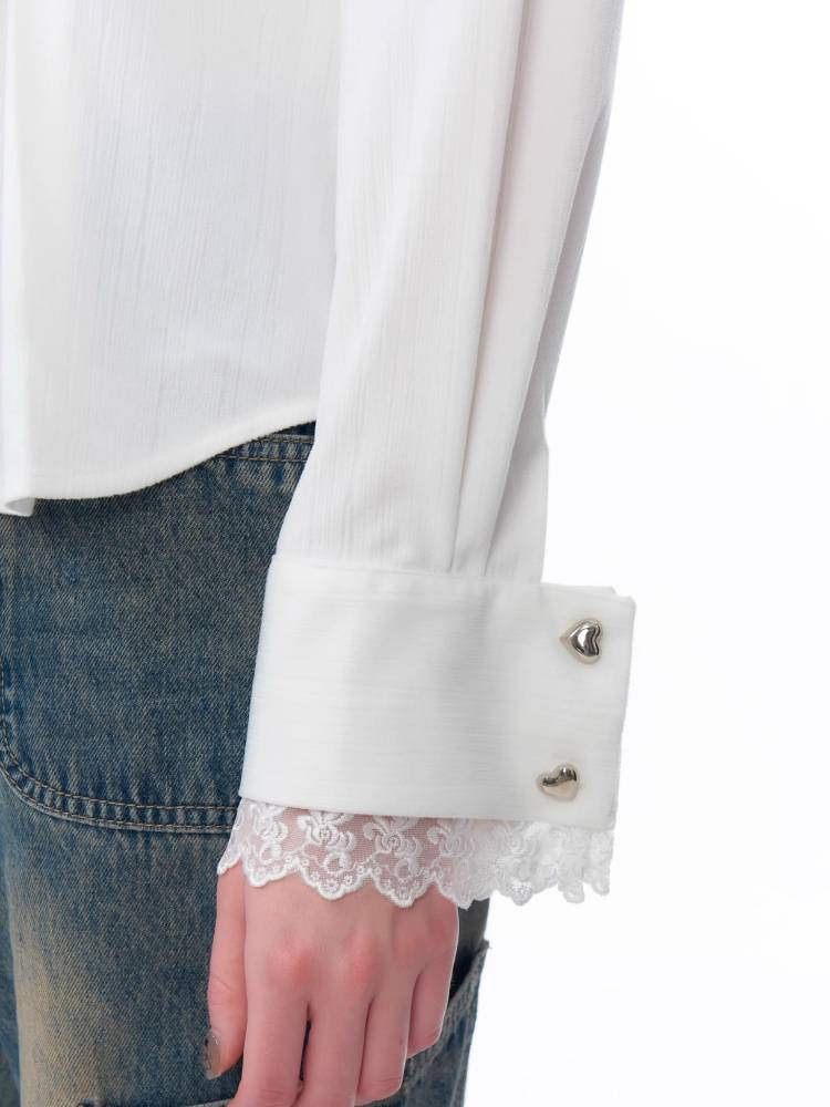 Slim lace long sleeve shirt【s0000011081】
