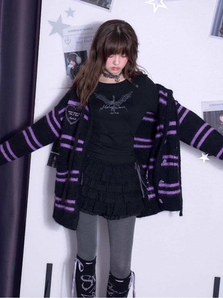 Striped hooded sweater jacket【s0000011299】