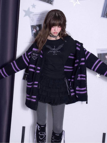 Striped hooded sweater jacket【s0000011299】