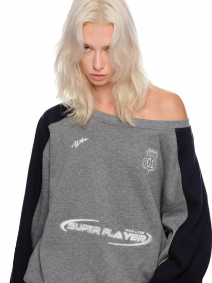 Off-the-shoulder jersey sweatshirt【s0000011412】