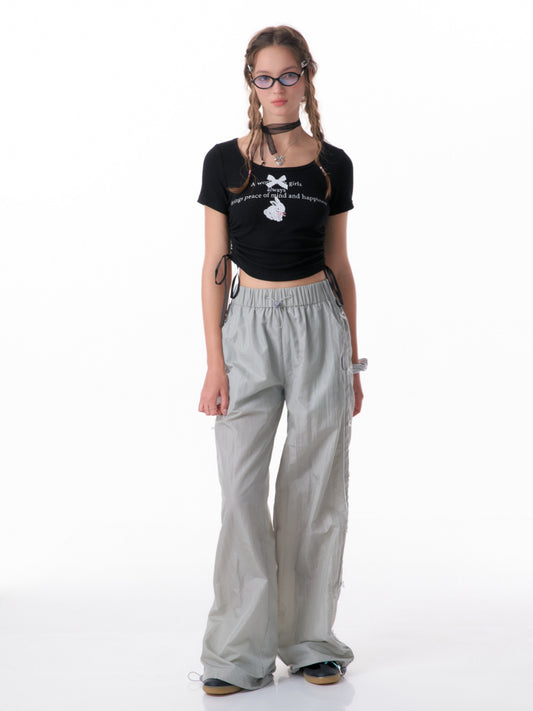 Rabbit print round neck short sleeve T-shirt【s0000007822】