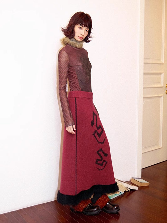 Jacquard knit A-line skirt【s0000011543】