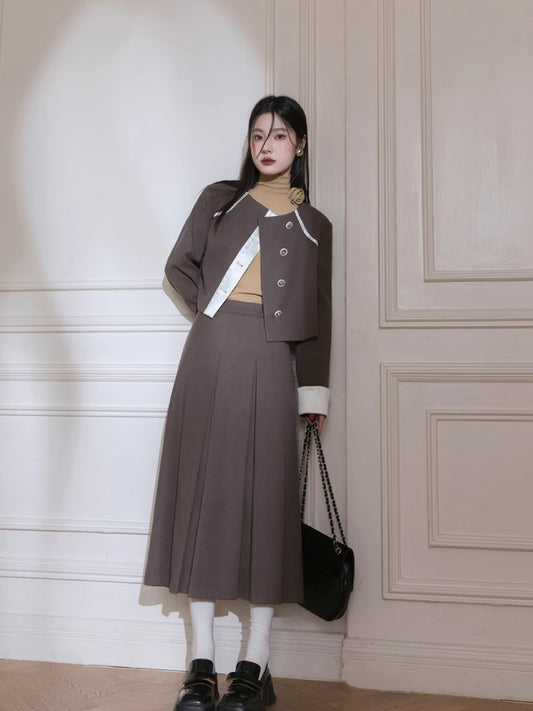 Satin blazer + skirt suit【s0000005800】