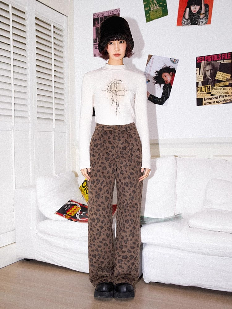 Leopard print wool casual pants【s0000011309】