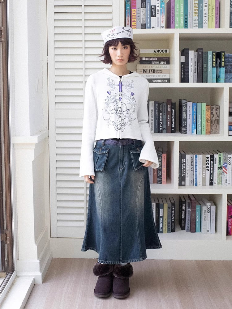 Denim fishtail skirt【s0000011307】