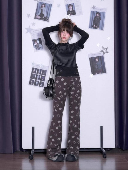 Striped fake two-piece long sleeve T-shirt【s0000011650】