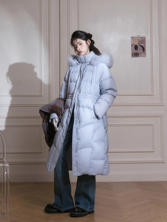 Hood collar long down jacket【s0000005815】