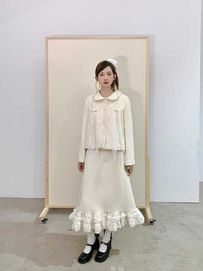 Lace wool coat and skirt【s0000010373】