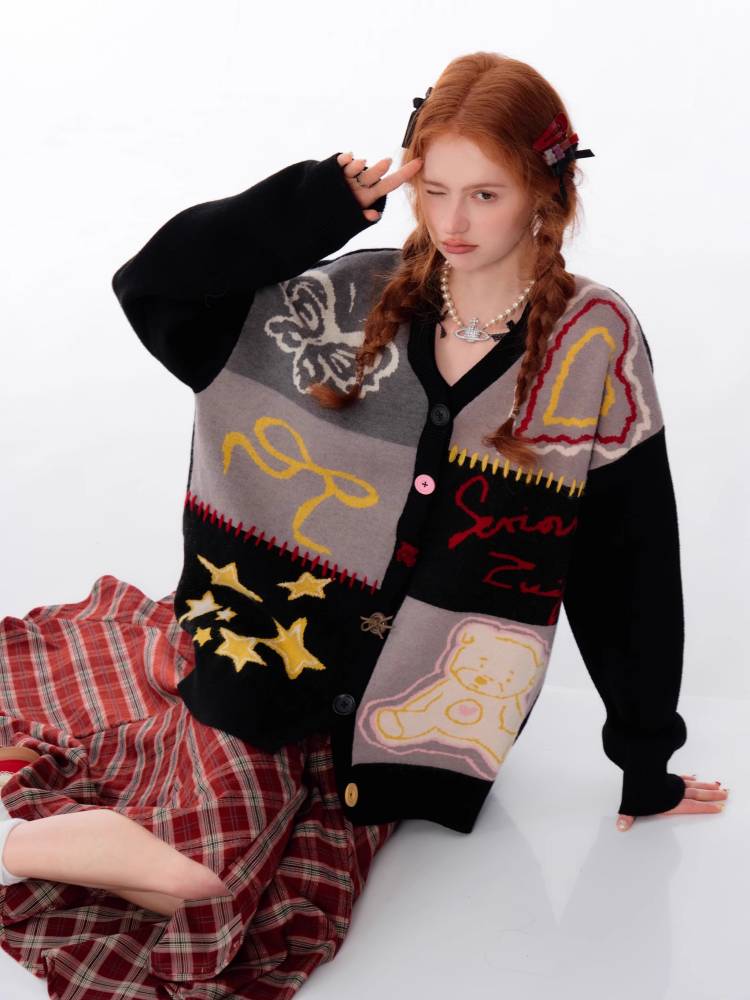 Retro V-neck cardigan jacket【s0000011039】