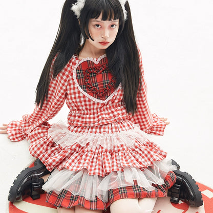 Retro Lolita red cake skirt niche bustier【s0000004276】