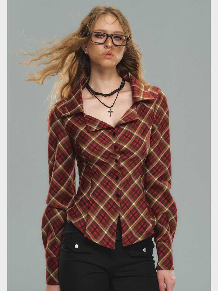 Red Plaid Waist Shirt [S0000010589]