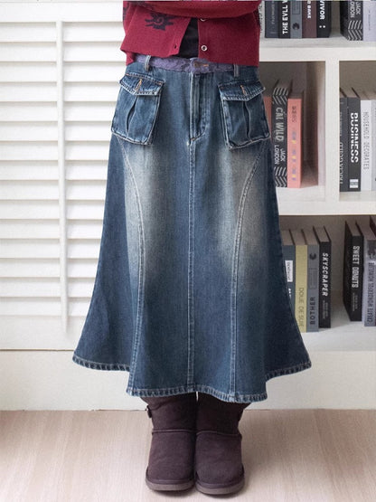 Denim fishtail skirt【s0000011307】