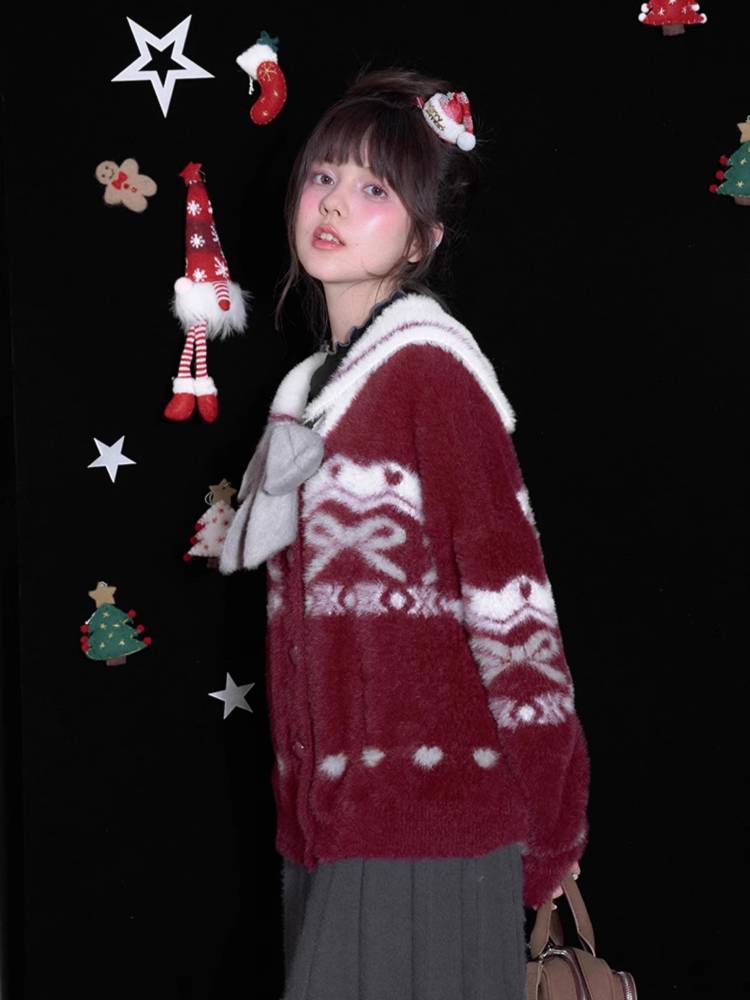 Sailor collar fake 2 piece cardigan【s0000011283】