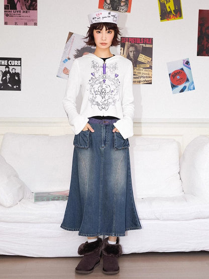 Denim fishtail skirt【s0000011307】