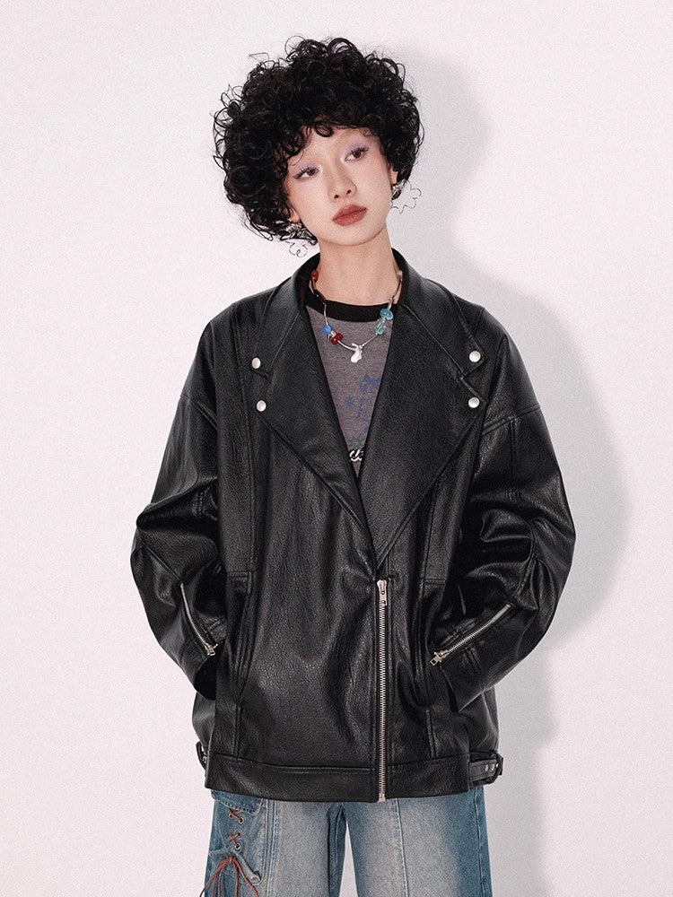 Casual leather jacket【s0000009793】