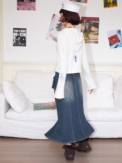 Denim fishtail skirt【s0000011307】