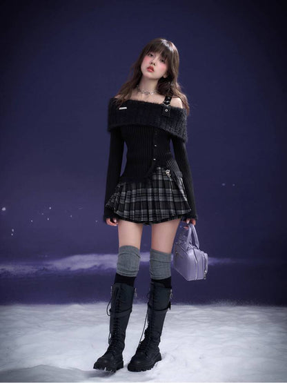 Off-the-shoulder slim knit【s0000011649】