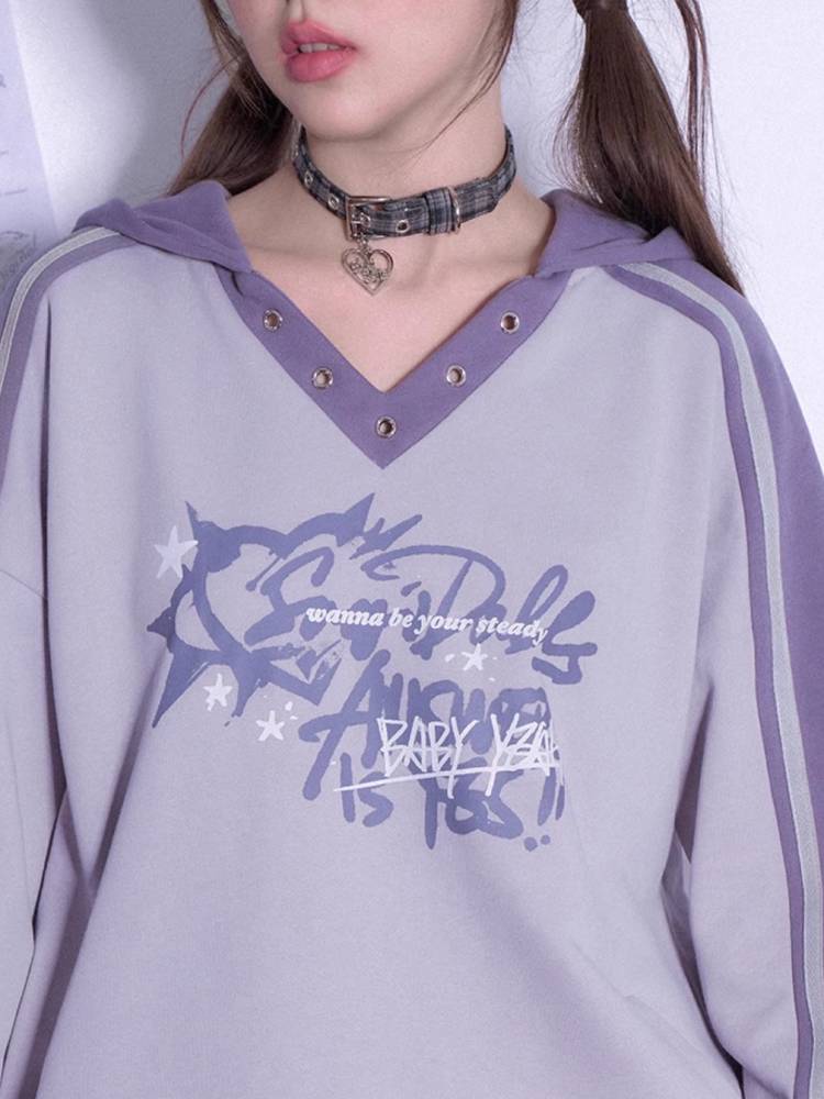 Hooded V-neck sweater【s0000011291】