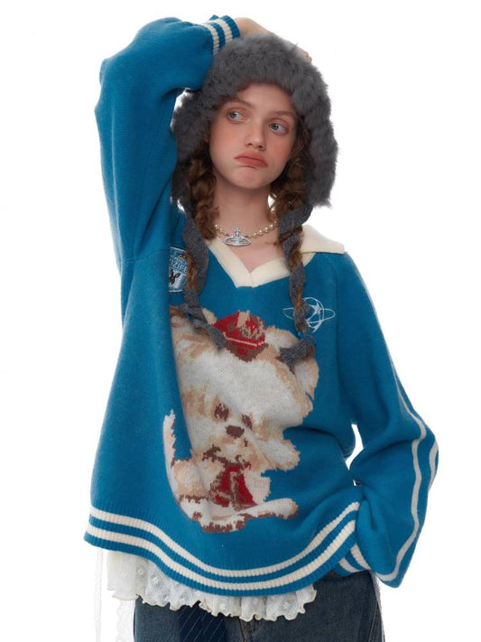 Sport style V-neck sweater【s0000011046】